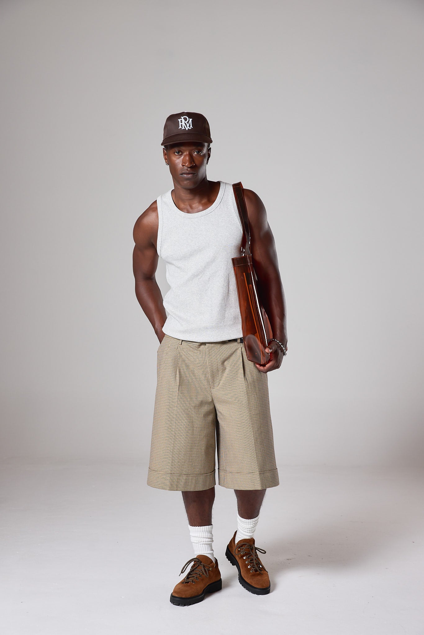 Pleated Houndstooth Short